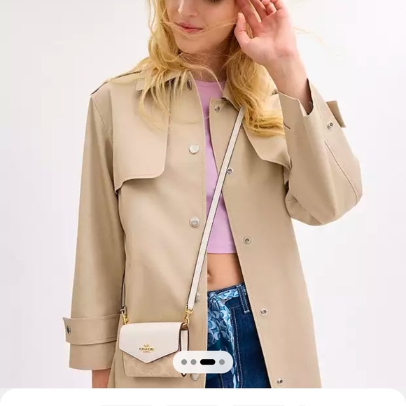 New COACH Mini Envelope Wallet With Strap In Signature Canvas - Picture 5 of 9